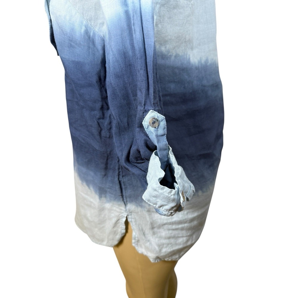 Beulah Style Ombre Tunic Top Womens Small Blue White Dip Dye Boho Casual - Picture 7 of 16